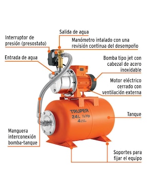 Bomba de agua hidroneumática Truper 1/2 HP