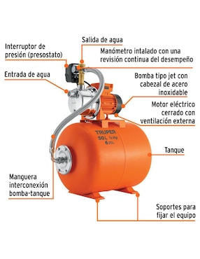 Bomba de agua hidroneumática Jet Truper 1/2 HP