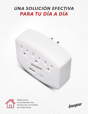 Multicontacto Energizer EN-TAP4 de 3 salidas y 2 puertos USB