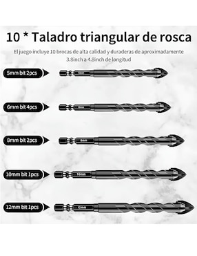 Juego brocas para concreto Xtellar con 10 piezas