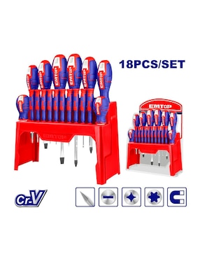 Set de desarmadores Emtop ESST1802 18 piezas