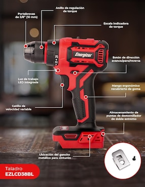 Kit Taladro y llave de impacto Energizer EZLCOM1500CB2 de 20 V