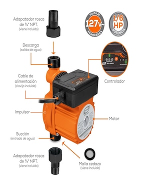 Bomba de agua presurizada Evans 1/6 HP