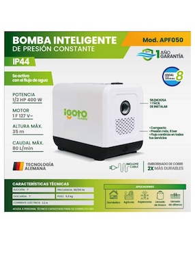 Bomba de agua presurizada Igoto 1/2 Hp