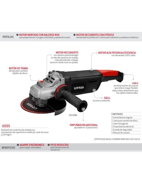 Esmeril angular Urrea 120-220 V