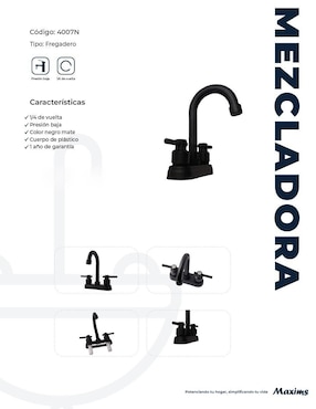 Llave mezcladora para baño Maxims