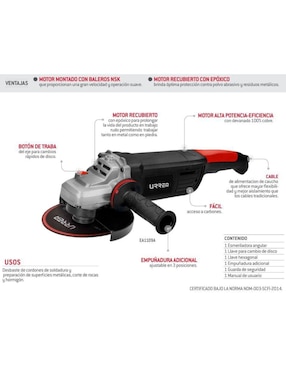 Esmeril angular Urrea 120-220 V