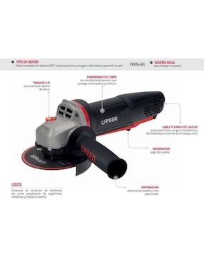 Mini esmeril angular Urrea 120-220 V