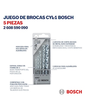 Juego brocas para concreto Bosch con 5 piezas