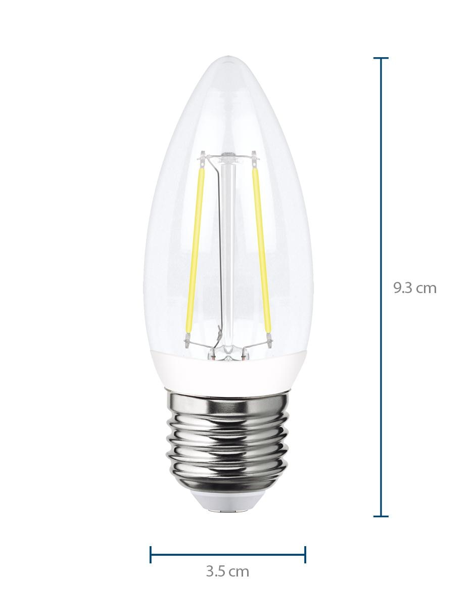 Foco led filamento Vela luz cálida 2700K 2