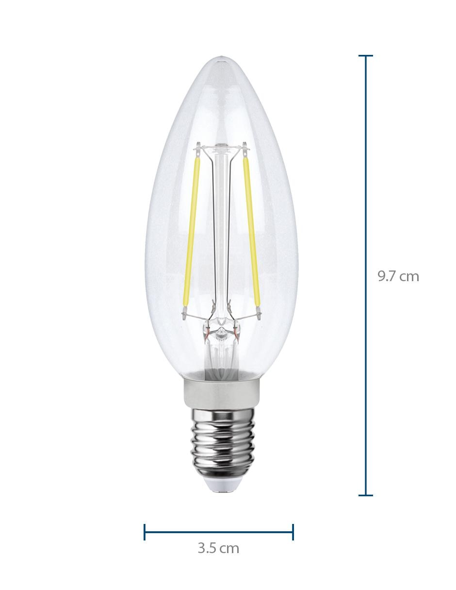 Foco led filamento Vela luz cálida 2700K 25W 2W 2