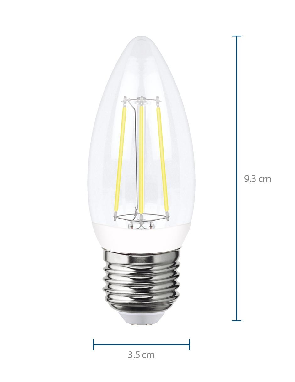 Foco led filamento Vela luz cálida 2700K 2