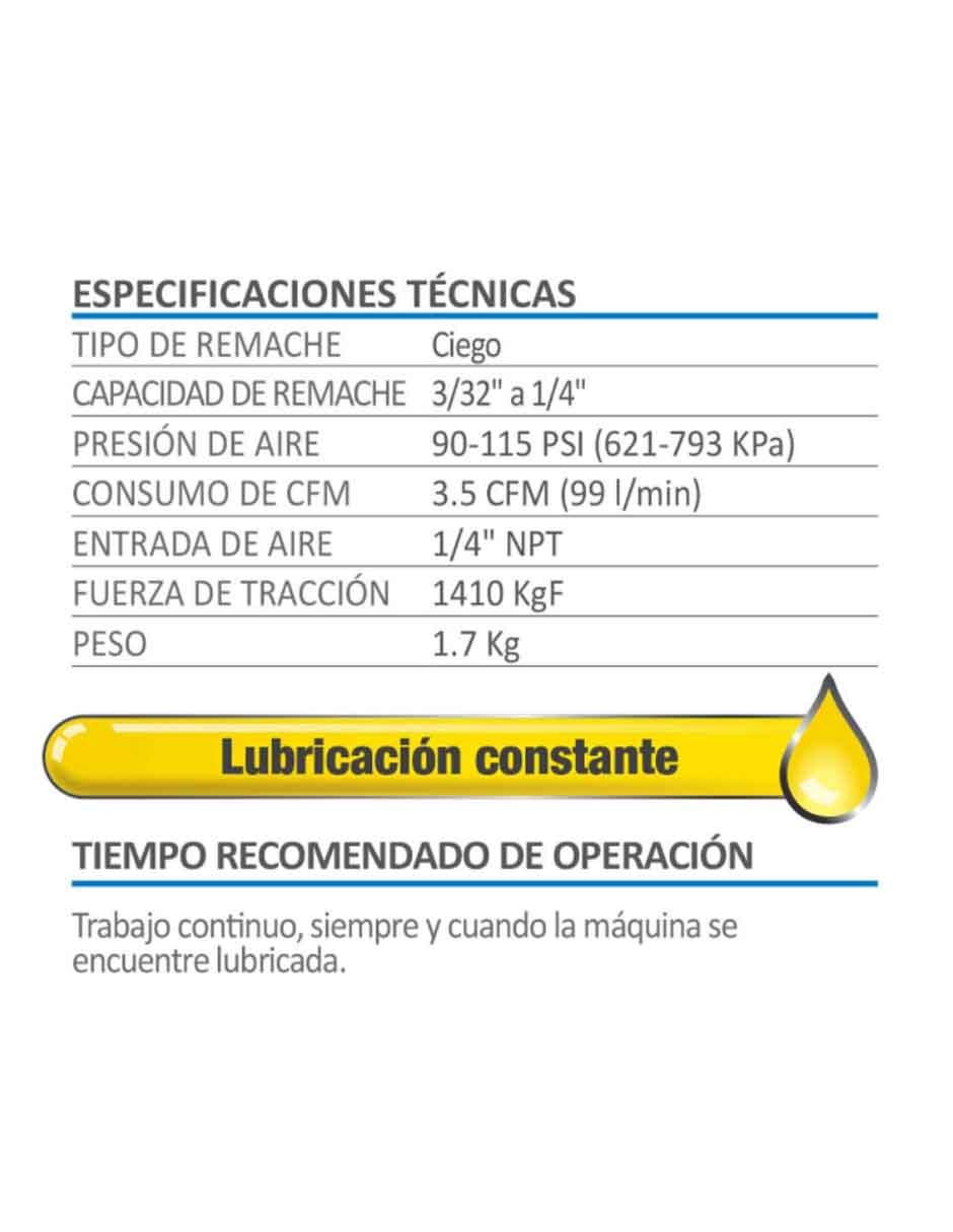 Remachadora neumática AKSI 3/16 pulgadas Línea semiprofesional