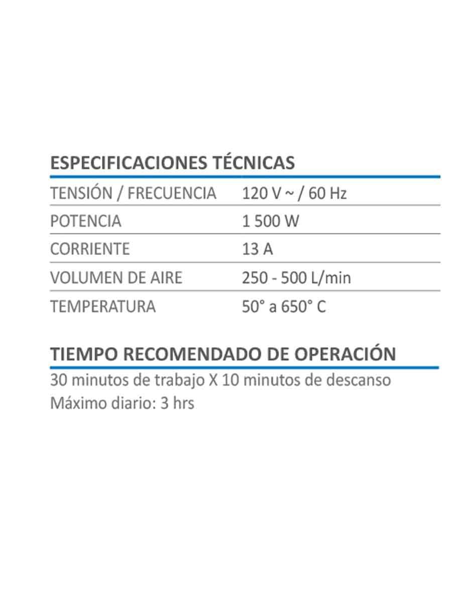 Pistola de calador 1500W 2 niveles calor fijo y regulable 5