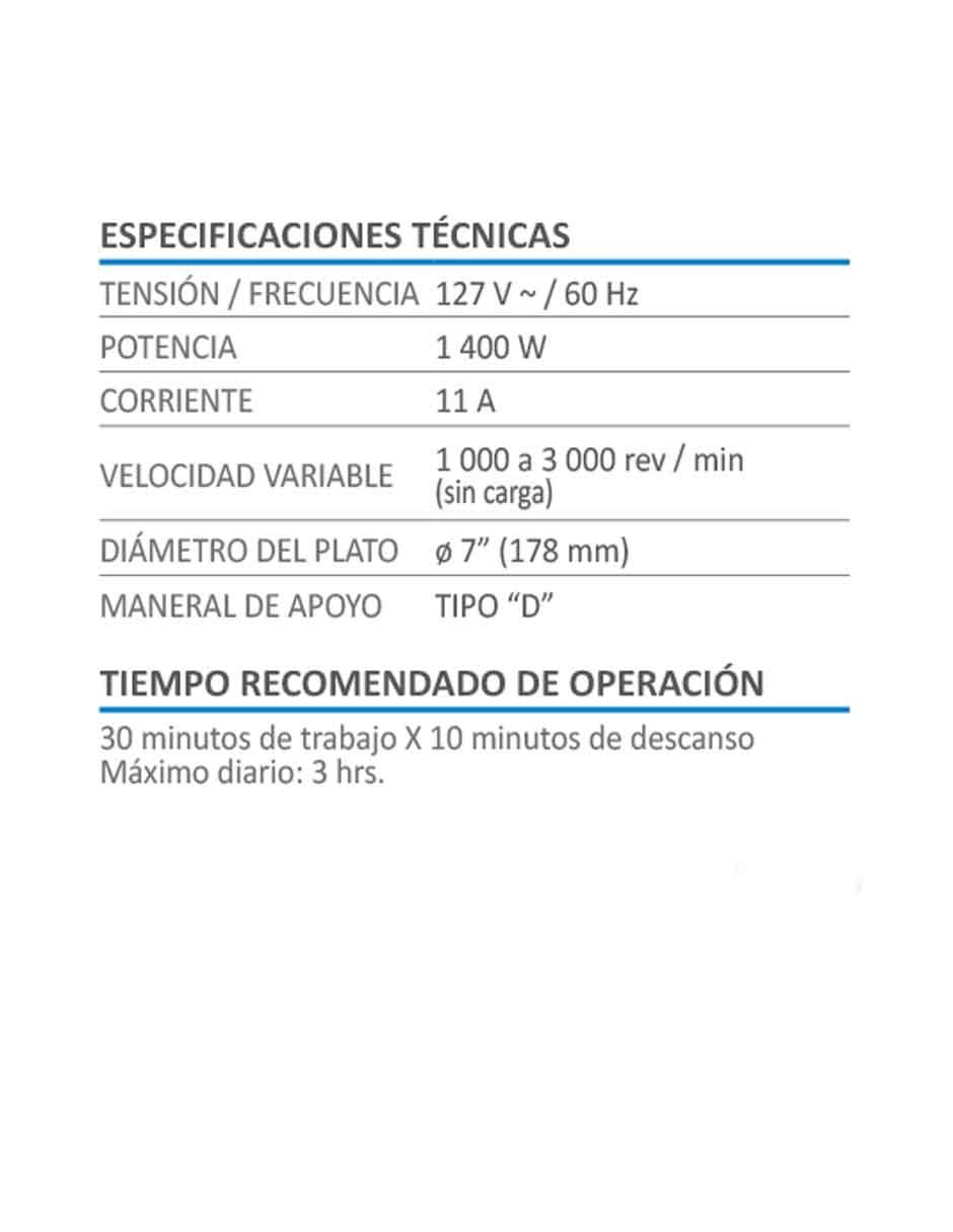Pulidora profesional 1400W Maneral de apoyo tipo D 3