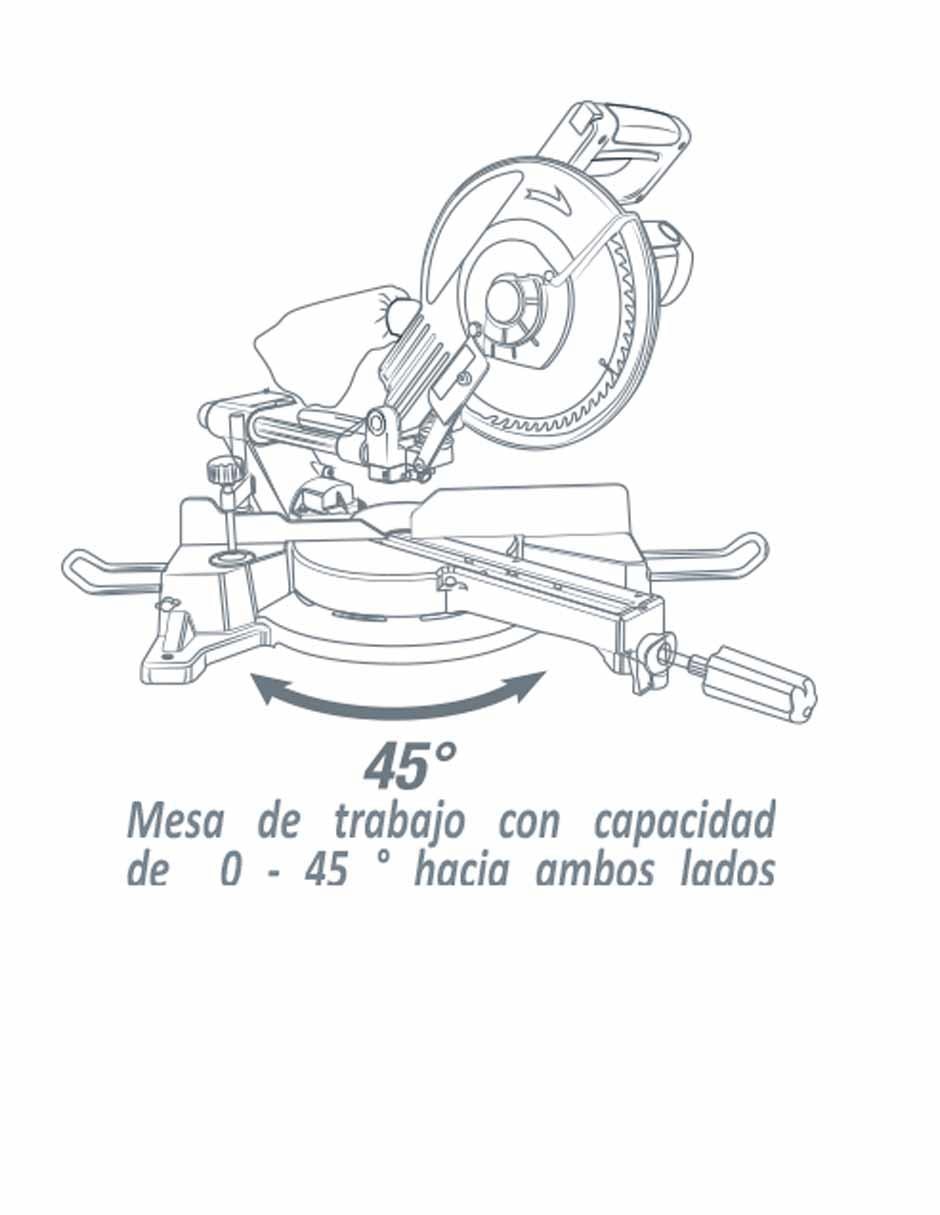 Sierra Inglete 180W de 10 pulgadas corte en madera y aluminio 6