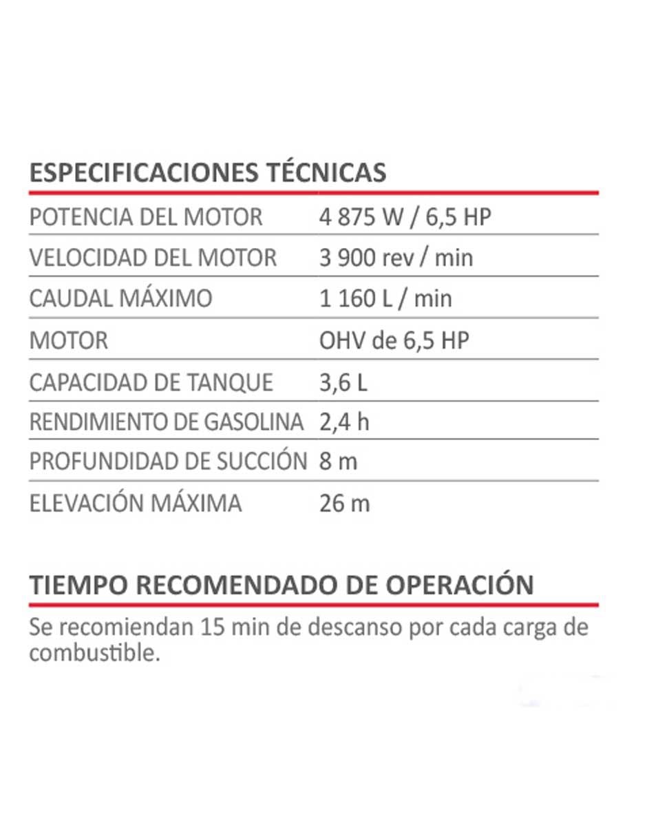 Motobomba 6.5 HP con salida de 3 pulgadas 4