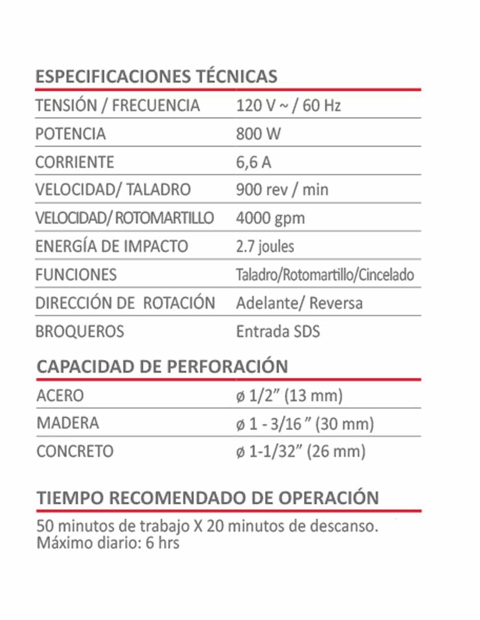 Rotomartillo 190151 800 W 5