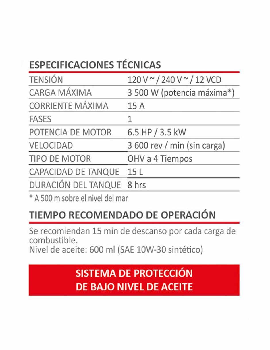 Generador gasolina 3500W Línea industrial 4