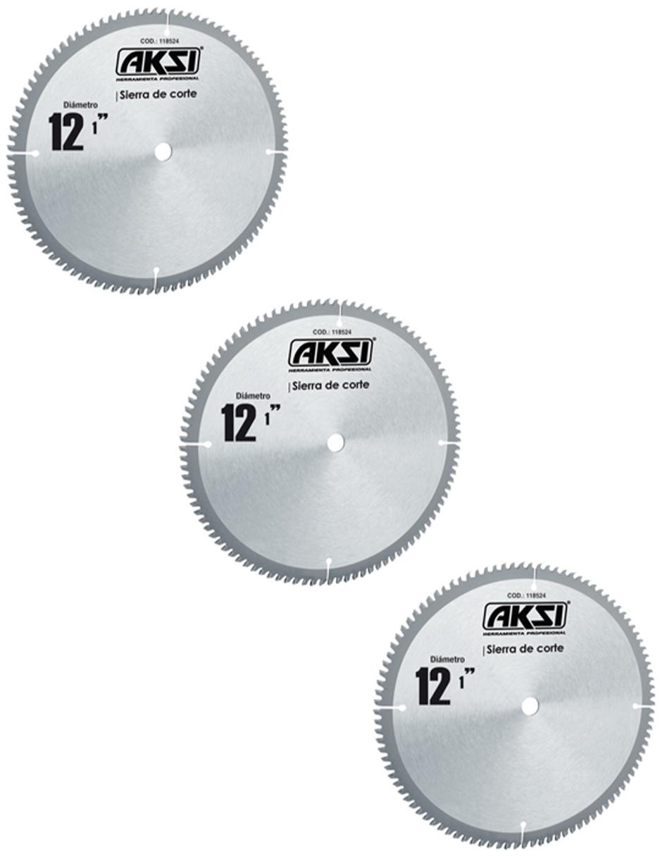 Pack de 3 sierras circulares de 100 dientes de 12 pulgadas con un centro de 1 pulgada