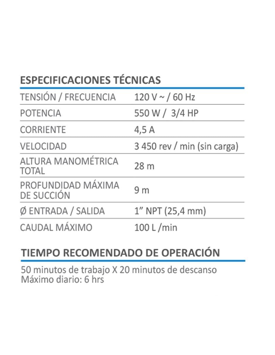 Bomba centrifuga 3/4 HP 600W Línea Profesional 4