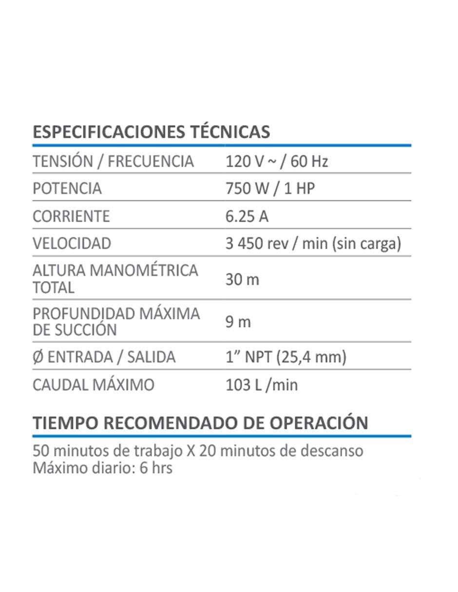 Bomba centrifuga 1 HP 750W Línea Profesional 4