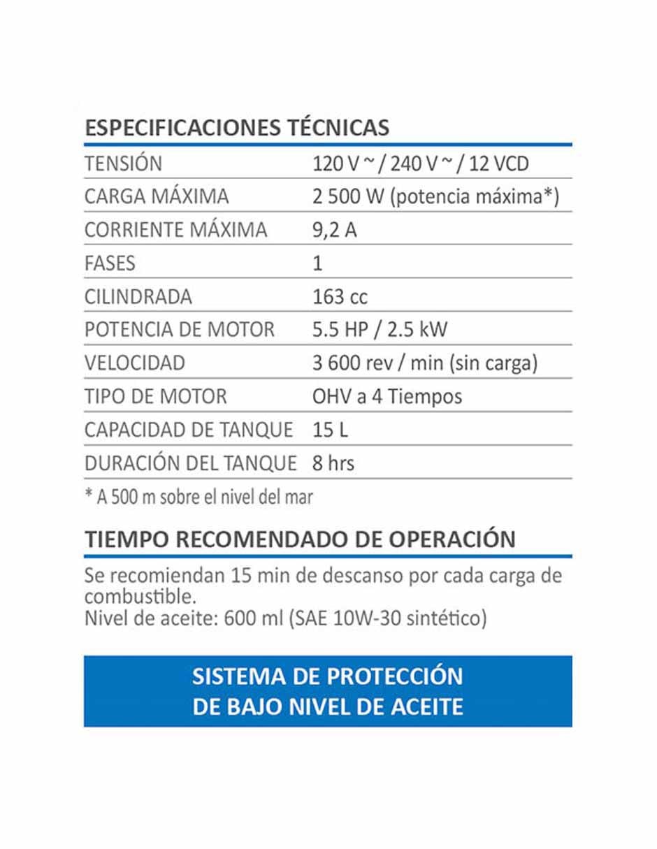 Generador de gasolina 2500 Semiprofesional 4