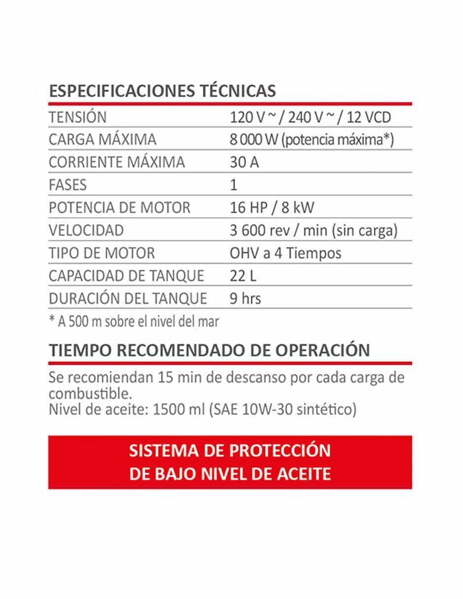 Generador de gasolina 8000W arranque automático industrial 4