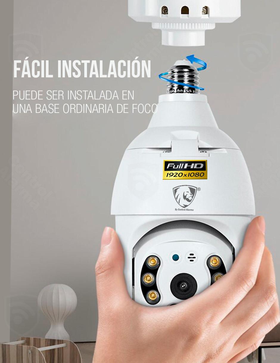 Cámara Seguridad Domo Socket E27 Foco IP Wifi Rastreo Seguridad FHD Control  Alarma