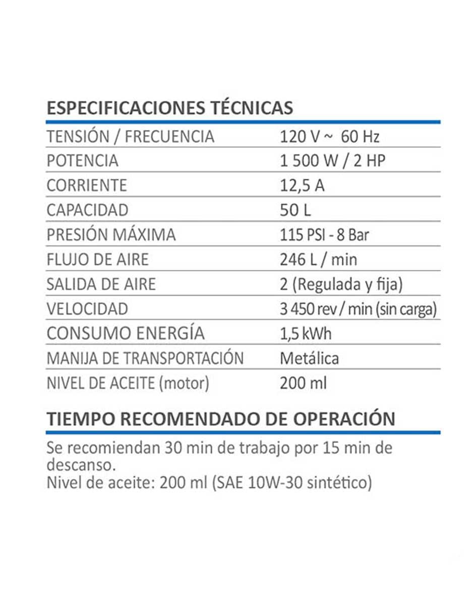 Compresos 50 L 2 HP Línea Profesional 5