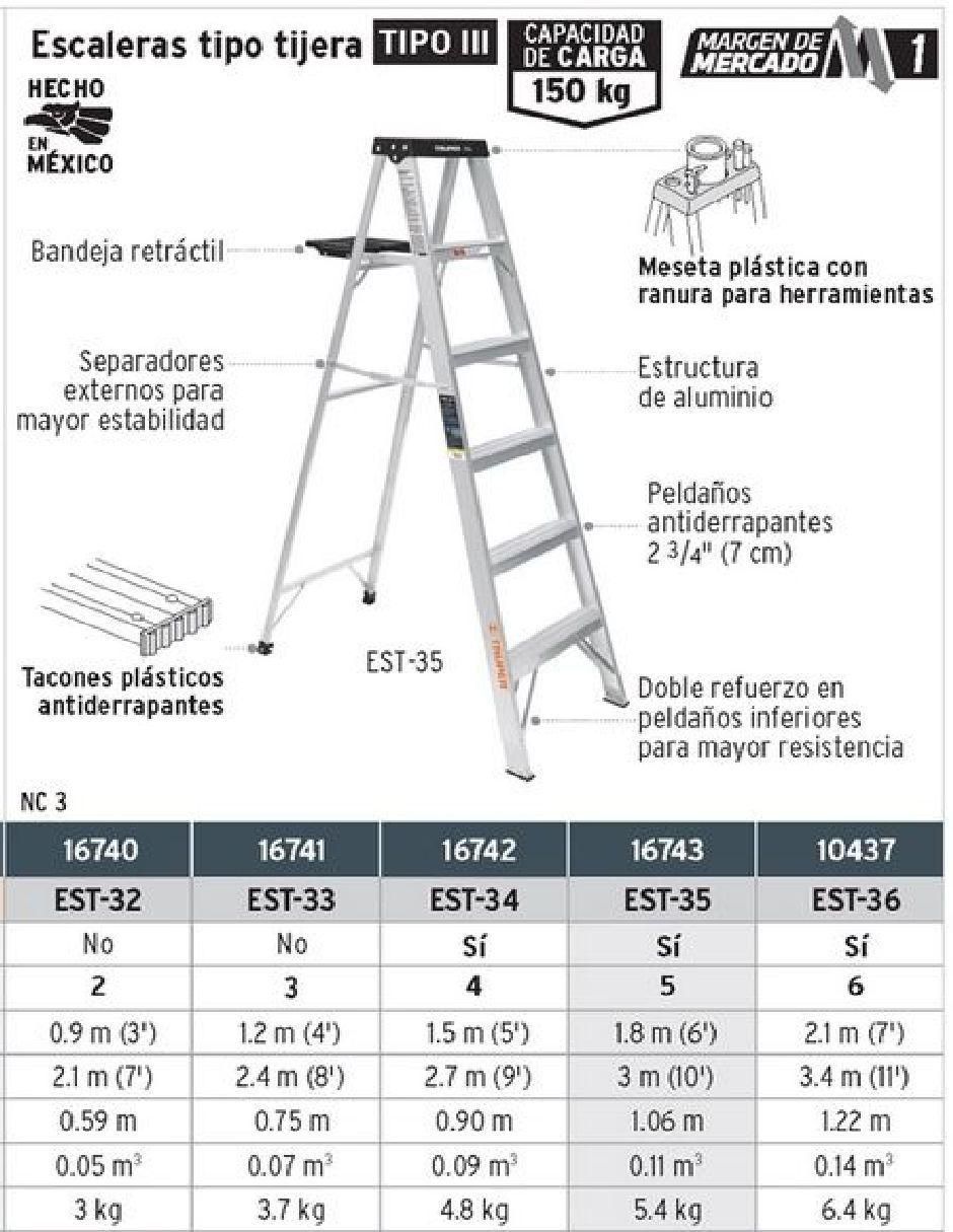 Escalera tipo tijera 3 peldaños 2