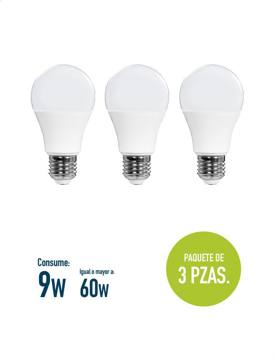 Foco LED 9W de consumo 60W de iluminación 800 lúmenes 2