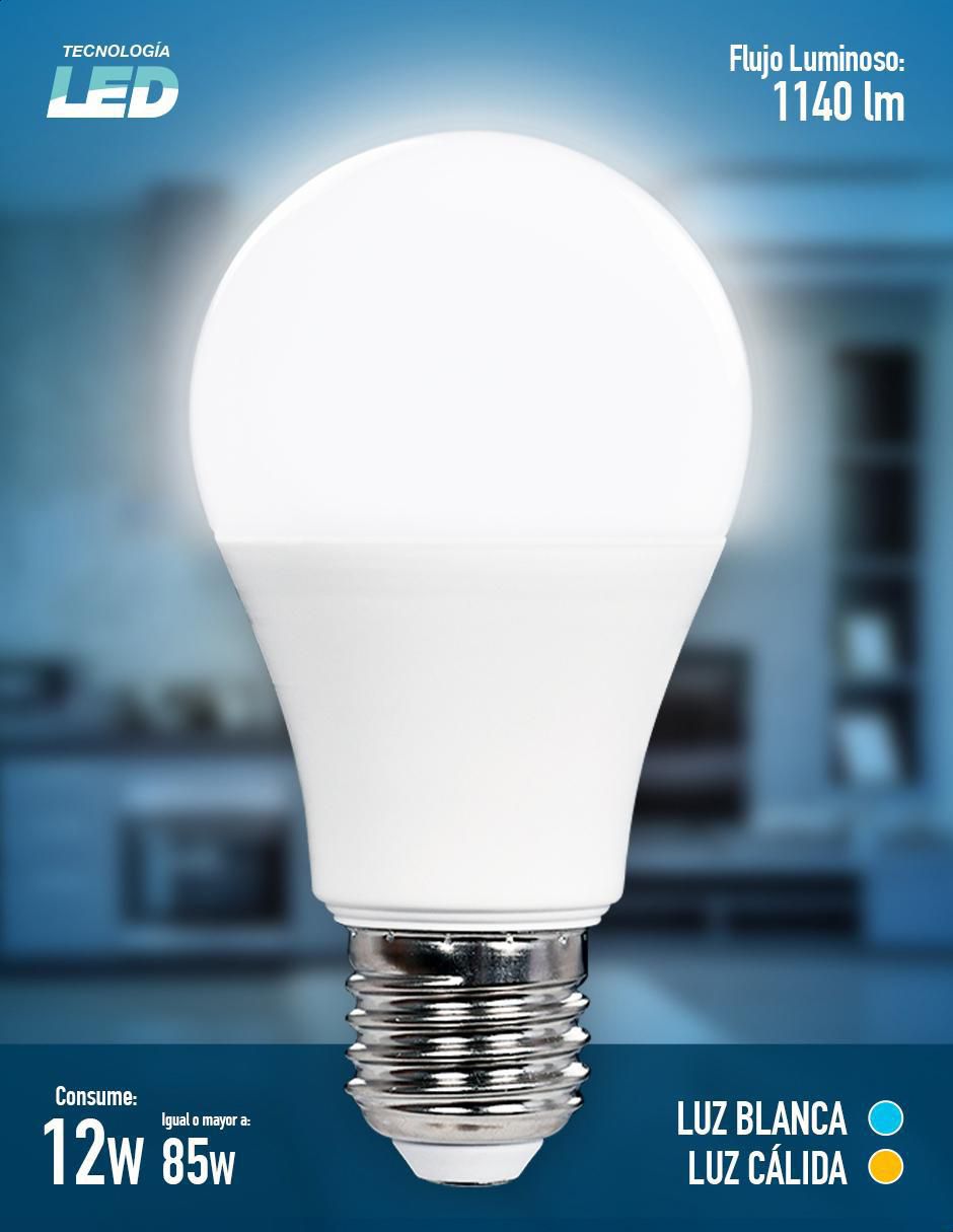 Foco LED 9W de consumo 60W de iluminación 80 lúmenes 5