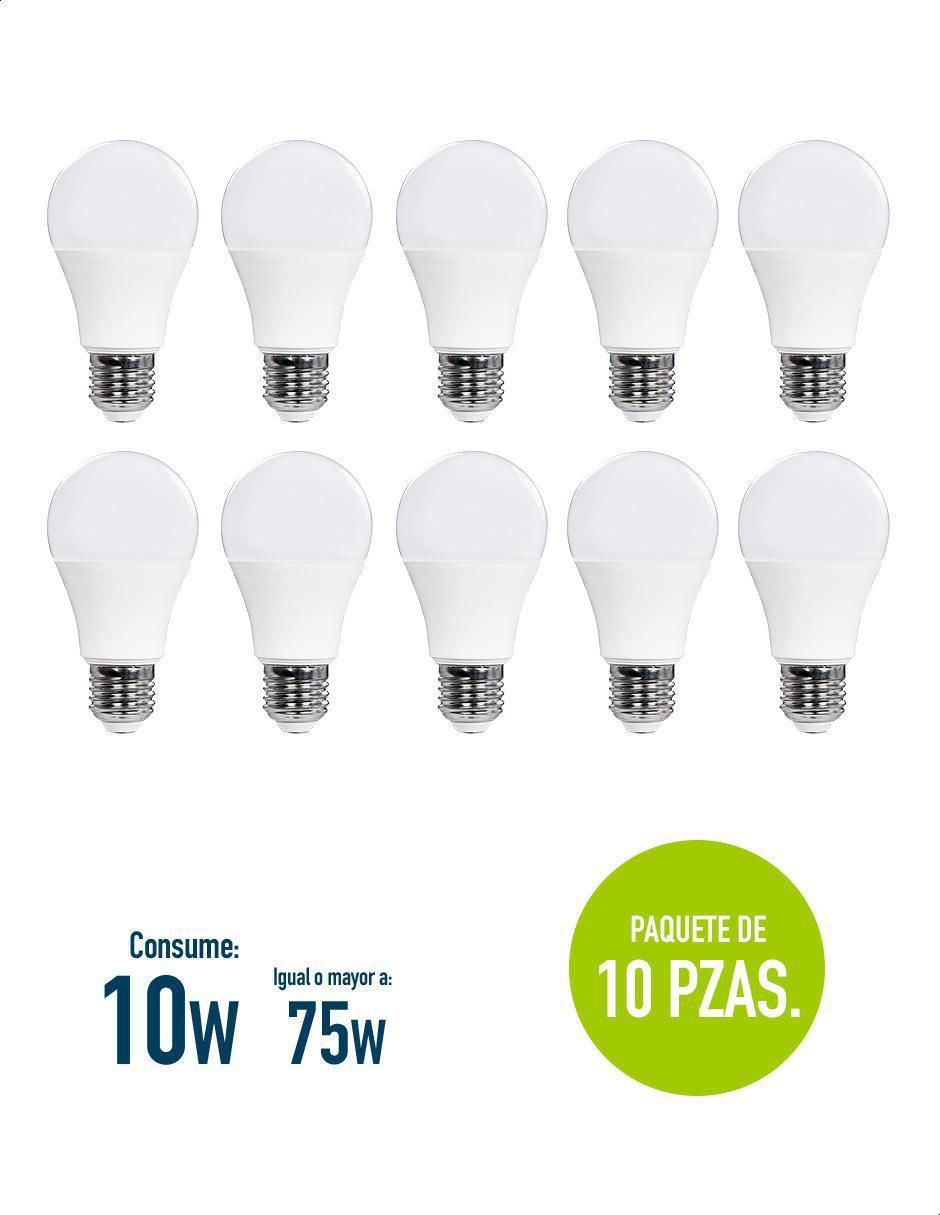 Foco LED 10W de consumo 75W de iluminación 400 lúmenes 9