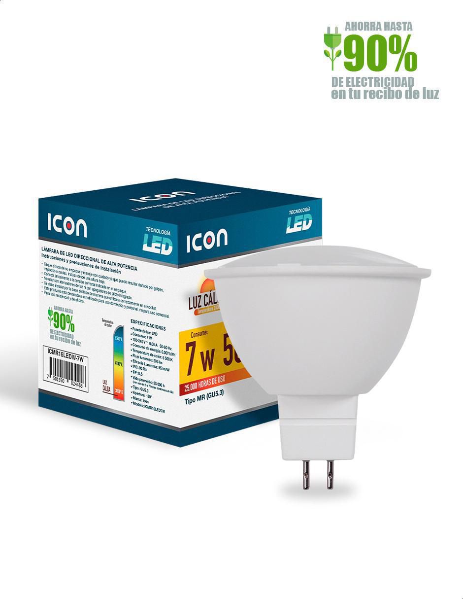 Foco LED 7W de consumo 50W de iluminación 580 lúmenes 3