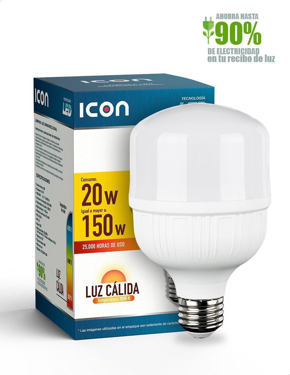 Foco LED 20W de consumo 150W de iluminación 1800 lúmenes 3
