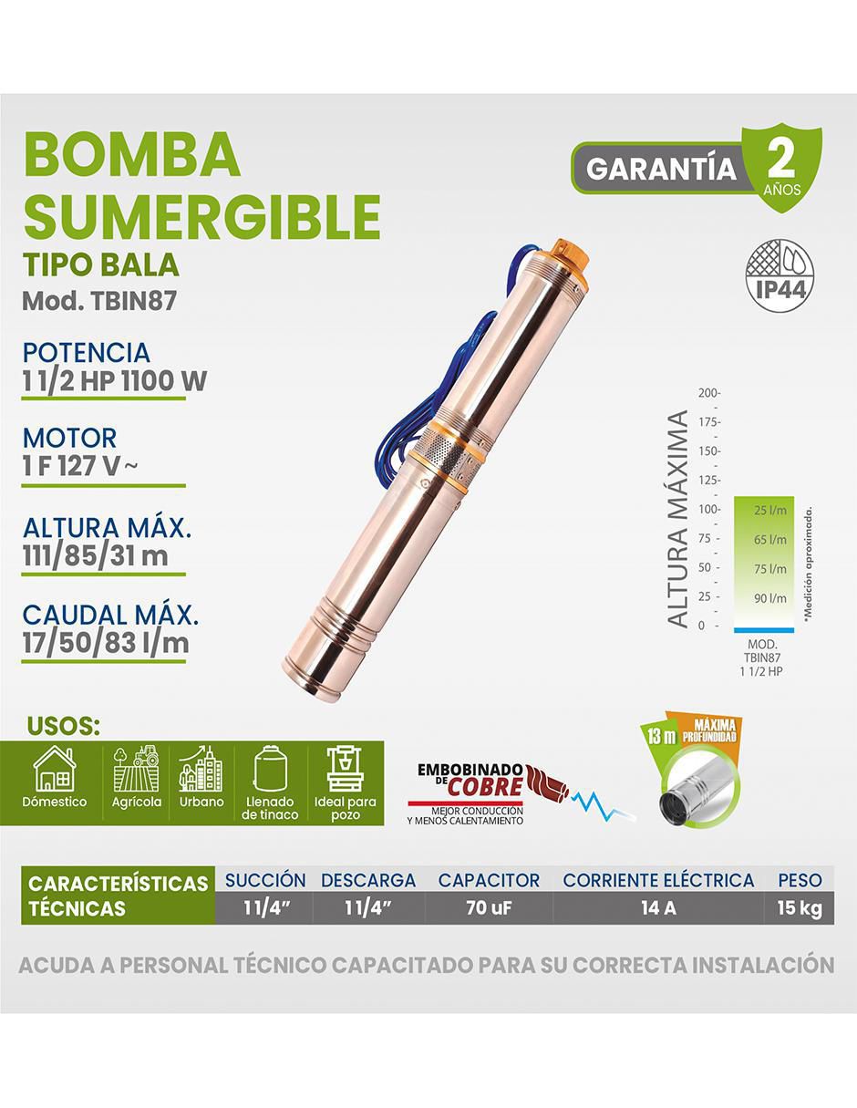 Bomba de agua sumergible 1.5 hp 4