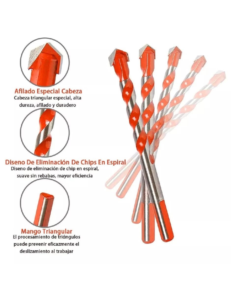 Juego de brocas para concreto con 5 piezas 2