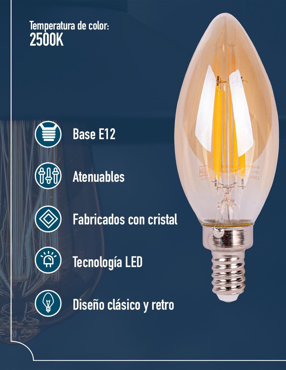 Foco vintage 4 W de consumo 4 W de iluminación 300 lúmenes 3