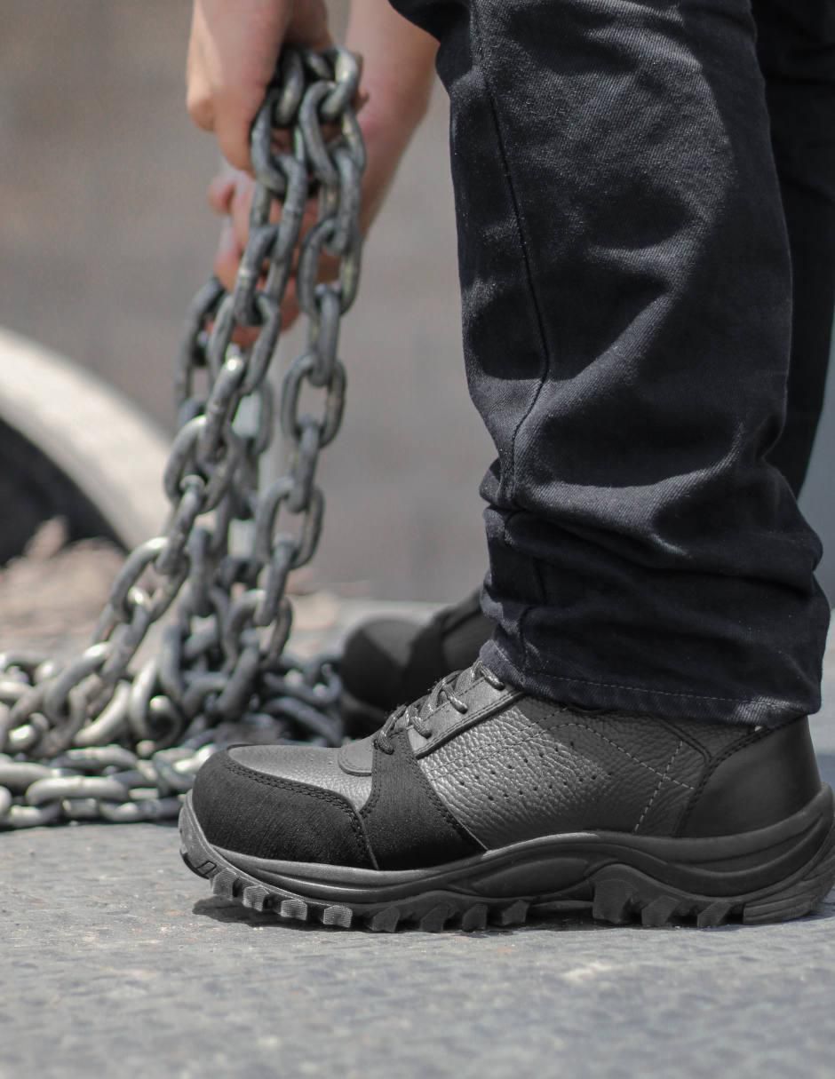 Bota industrial court oficial "de" cuero y piel