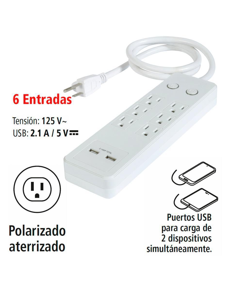 Multicontacto de 6 contactos aterrizados y 2 contactos USB para recarga 3