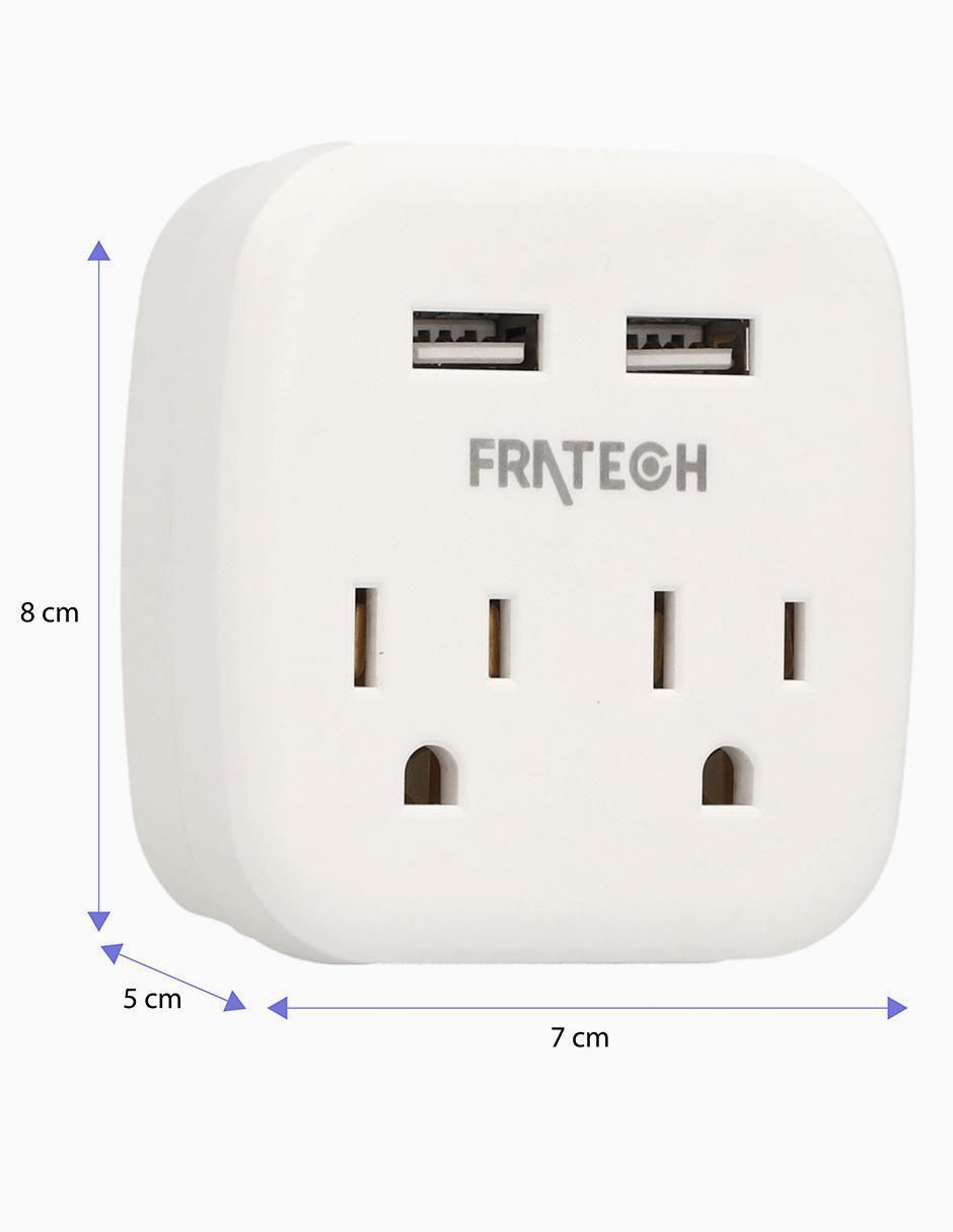 Multicontacto Adaptador de corriente de 2 salidas y 2 puertos usb 5