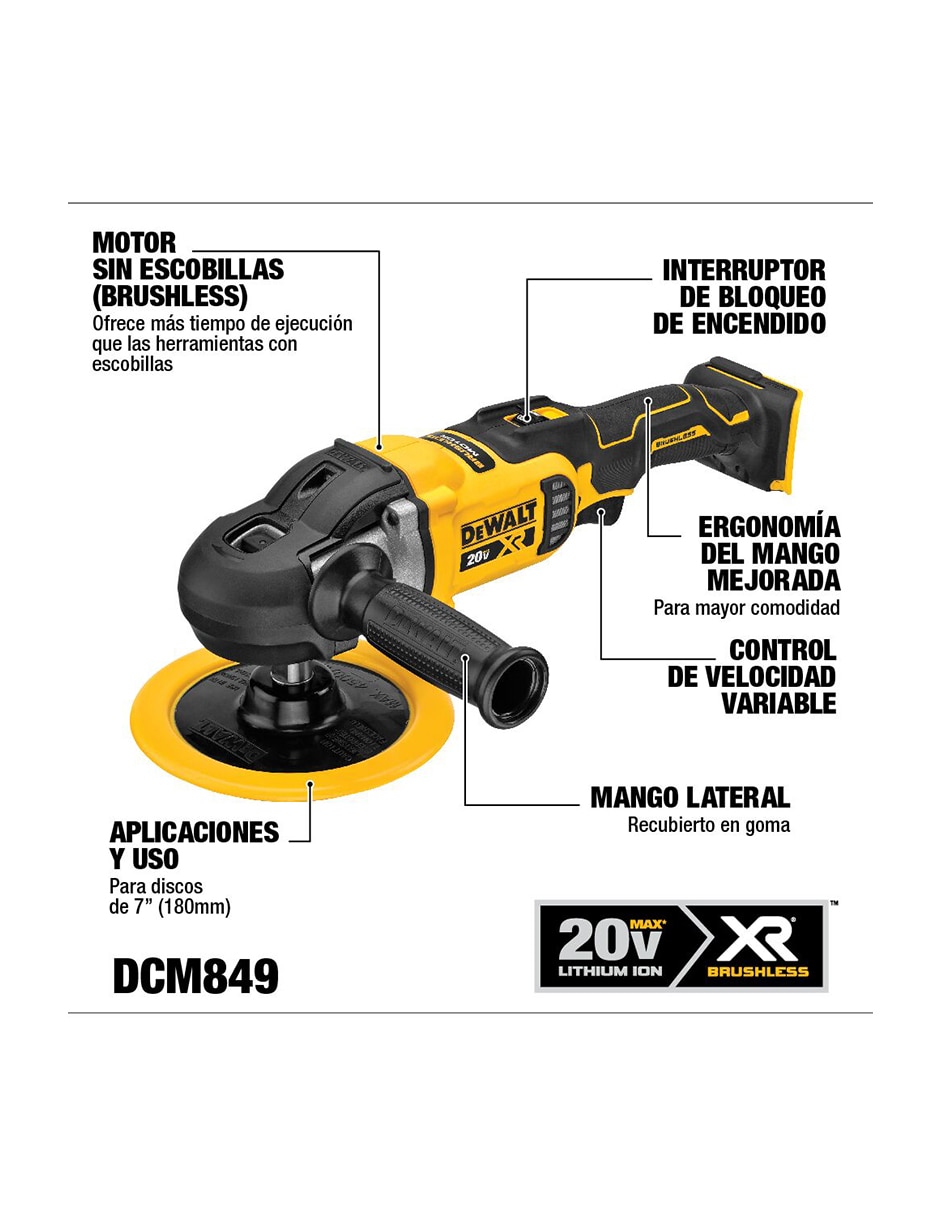 Pulidora orbital DCM849B 1250 W 7