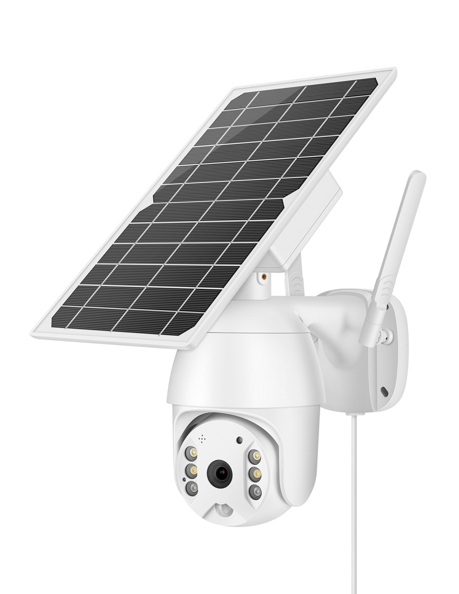 Cámara solar de seguridad alámbrica Full HD 180° con capacidad para grabar para exterior 4