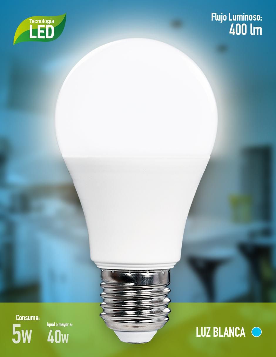 Foco LED 5 W de consumo 40 W de iluminación 400 lúmenes 4