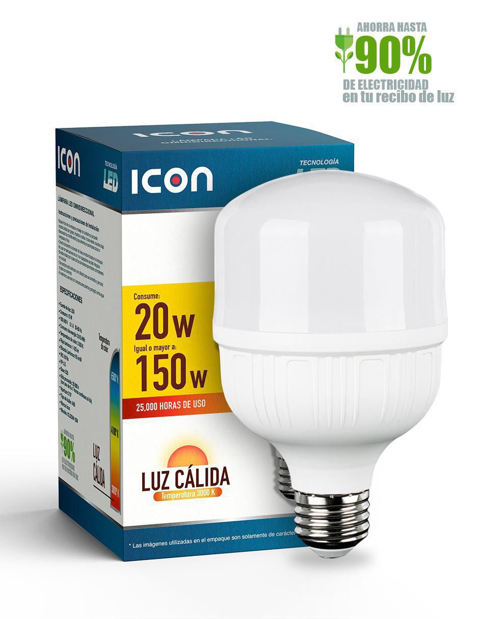Foco LED 20 W de consumo 150 W de iluminación 1800 lúmenes 2