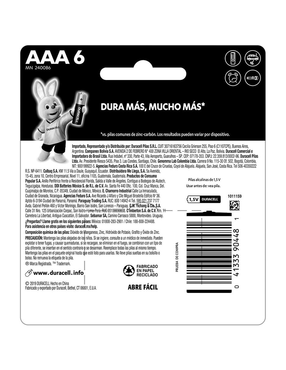 Batería AAA alcalino 1.5 V 2