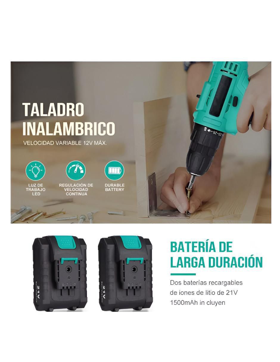 Set taladro atornillador inalámbrico W550ND de 21 V 4