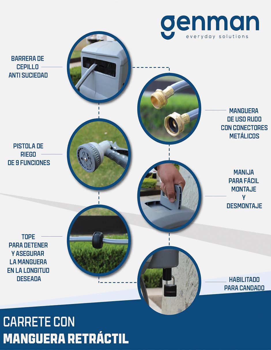 Manguera con carrete expandible 15 m 2