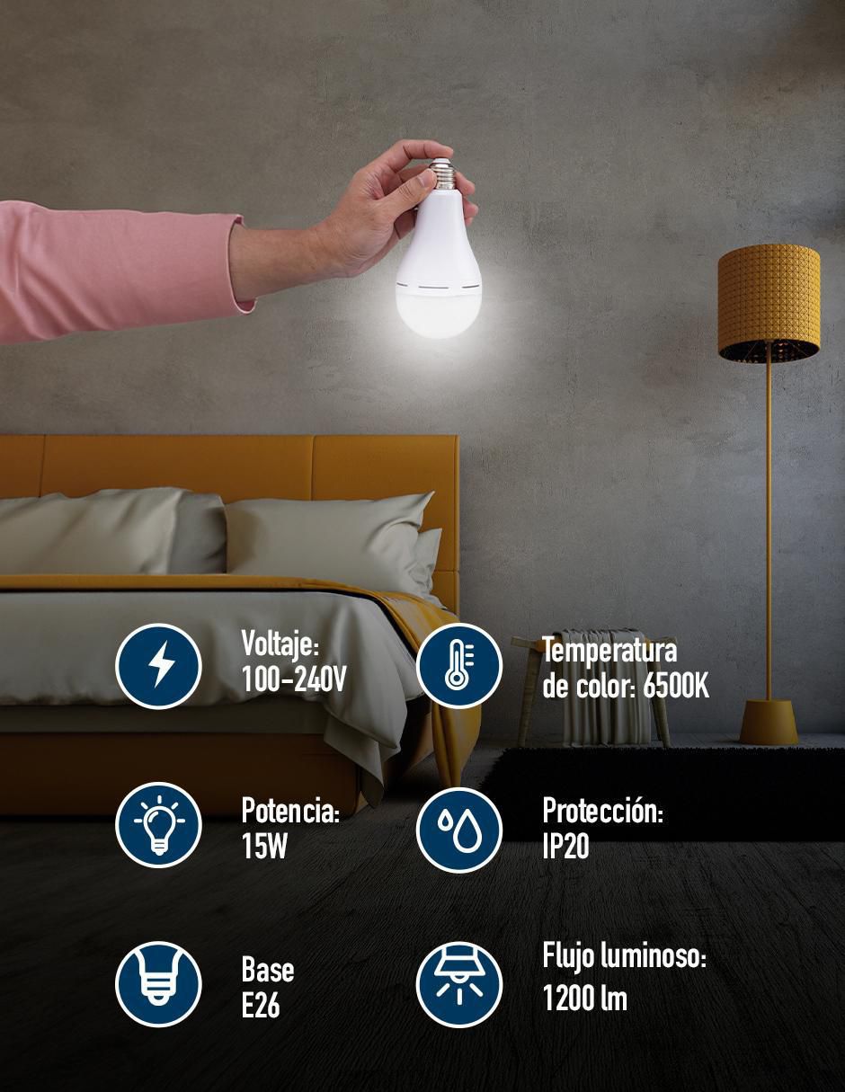 Foco de emergencia 7 W de consumo 15 W de iluminación 1200 lúmenes 6